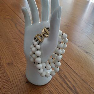 Crown Trifari 3 strand milk glass bracelet from the 50s